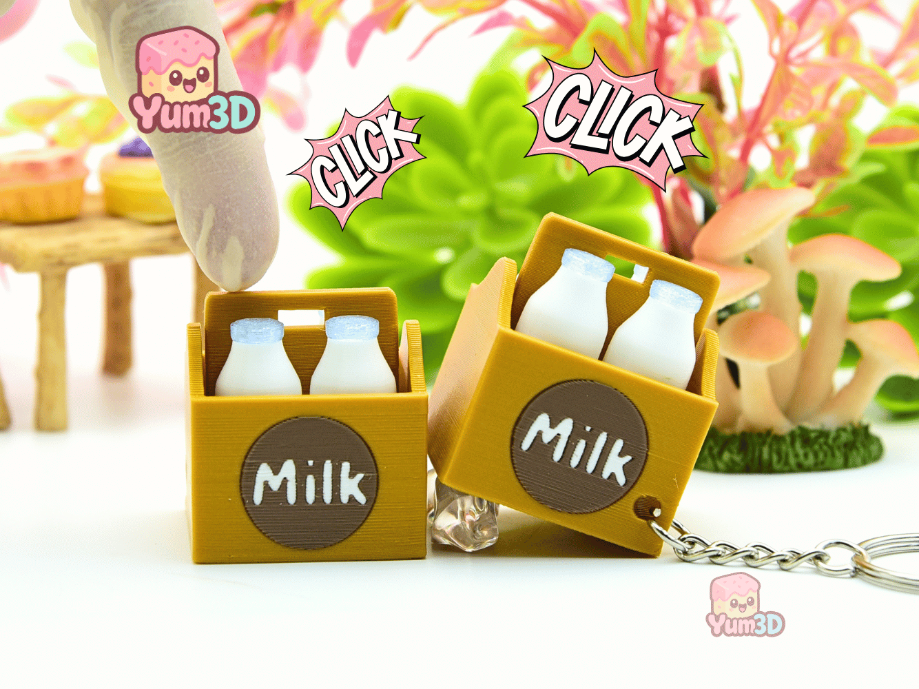ケイキィー未使用ミルクカップkeikiiiムチャチャ　ヒステリック古着ビームス 🥛 Yum3D Milk Caddy Fidget Clicker Keychain - Cute Backpack